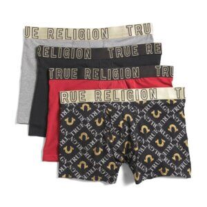 True Religion 4-Pack Fly Front Boxer Briefs Premium Men Cotton Stretch NWT Large